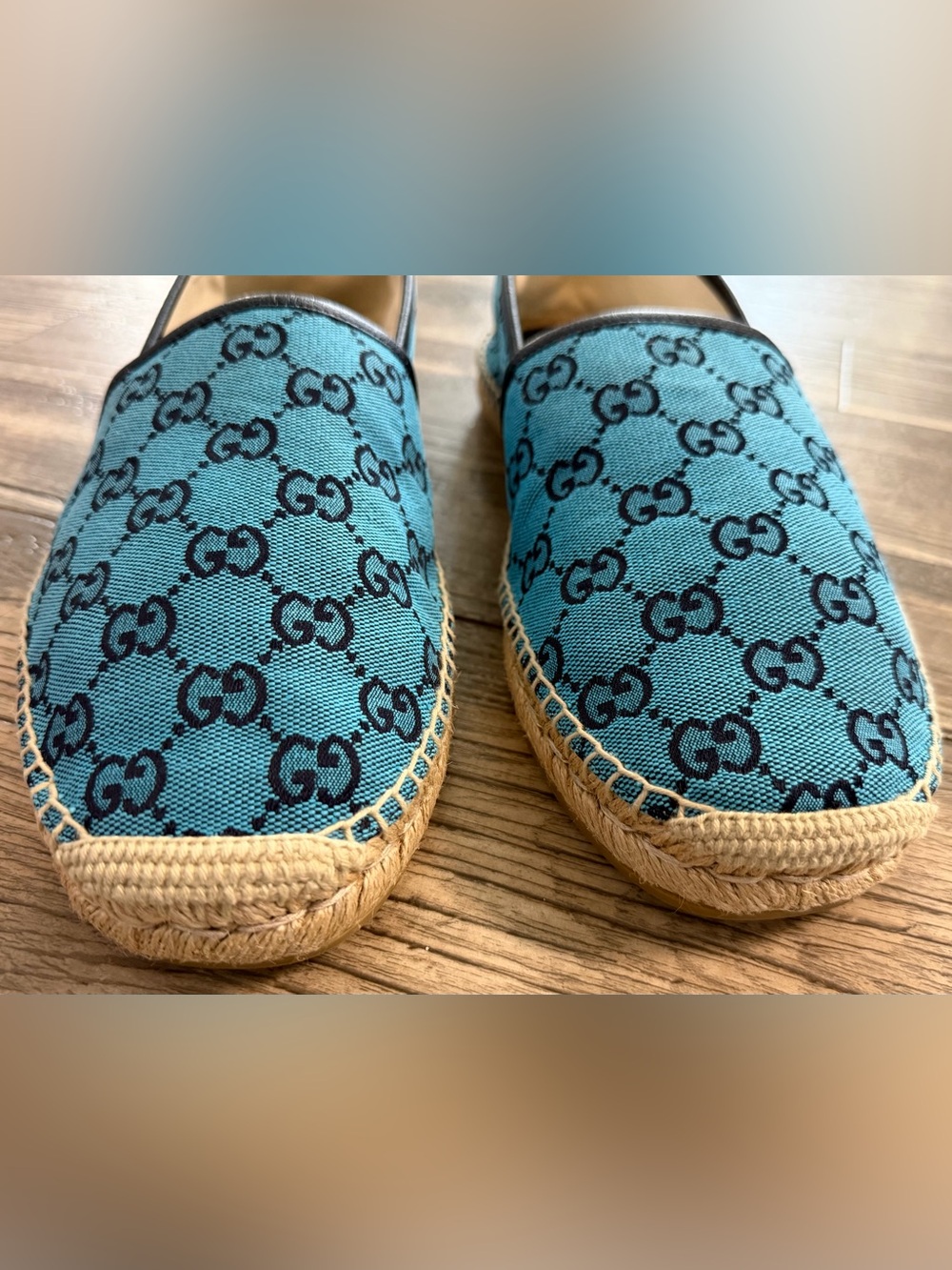 Gucci Teal Blue GG Canvas Espadrilles - Picture 8 of 8